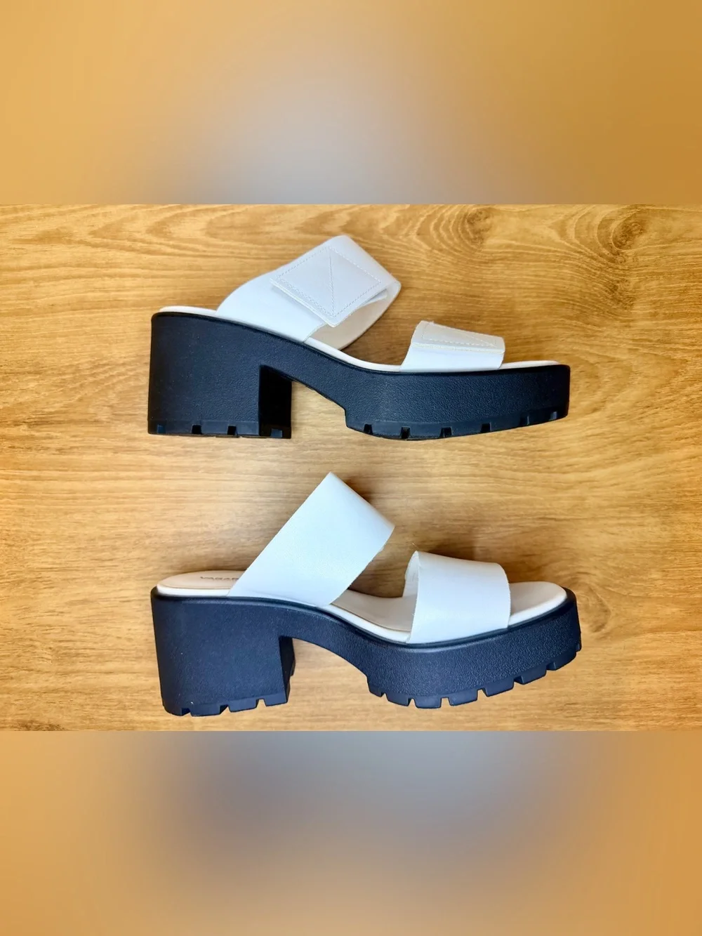 Vagabond Shoemakers Leather Slide Sandals White Straps Block Heel Women’s 39